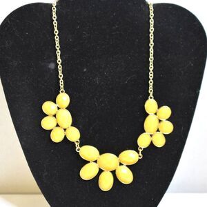 Charming Charlie Beveled Yellow Stone Inlay Gold Tone 18" Chain Bib Necklace